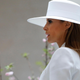 WASHINGTON, DC - April 24: First Lady Melania Trump tours the National Gallery of Art on April 24, 2018 in Washington, DC. President Donald Trump is hosting French President Emmanuel Macron for the first state visit of his presidency.